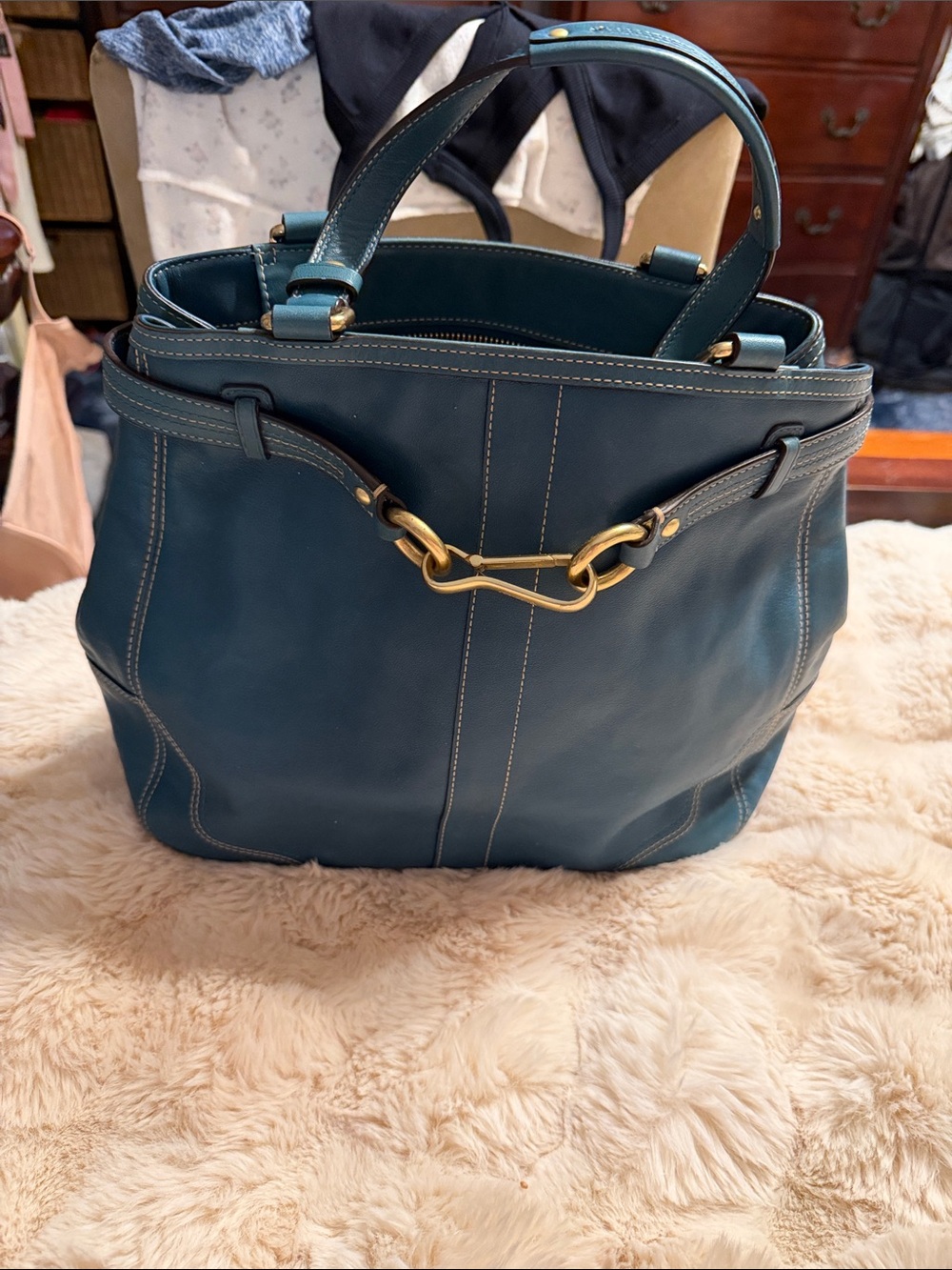 Vintage Coach Purse in Teal Leather